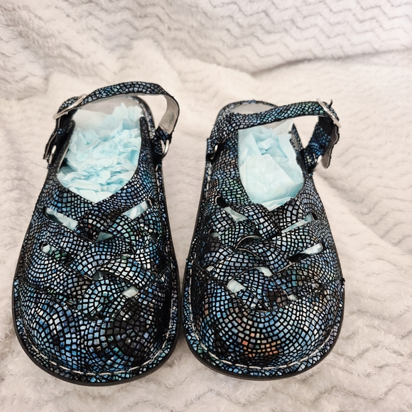 Alegria Shoes - Alegria PG Lite Convertible 1 Strap Mule Comfort Metallic Peacock Blue Size 39